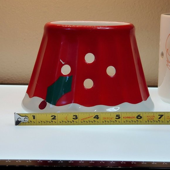 Ceramic Santa Jar Candle Lamp 2 sided holder & shade 2pc Christmas decor 10"t - Picture 9 of 11